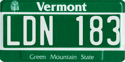 VT license plate LDN183