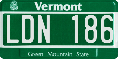 VT license plate LDN186