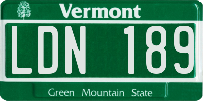 VT license plate LDN189