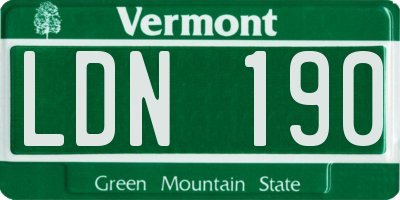 VT license plate LDN190