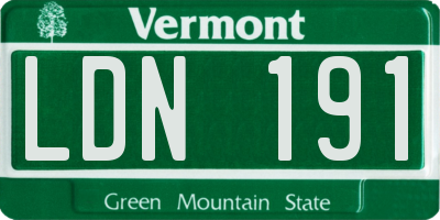 VT license plate LDN191