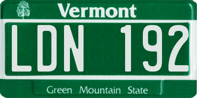 VT license plate LDN192