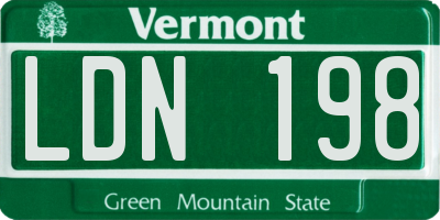 VT license plate LDN198