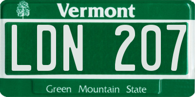 VT license plate LDN207
