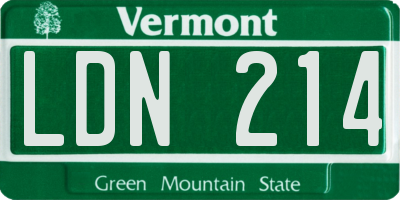 VT license plate LDN214