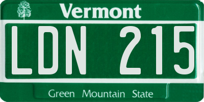 VT license plate LDN215