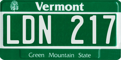VT license plate LDN217