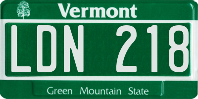 VT license plate LDN218