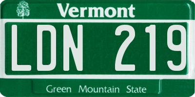 VT license plate LDN219