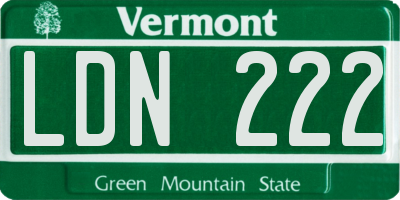 VT license plate LDN222