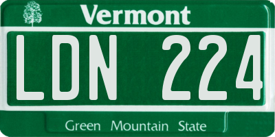 VT license plate LDN224
