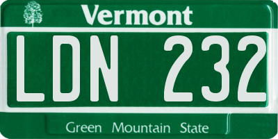 VT license plate LDN232