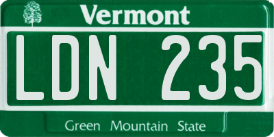 VT license plate LDN235