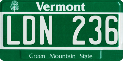 VT license plate LDN236