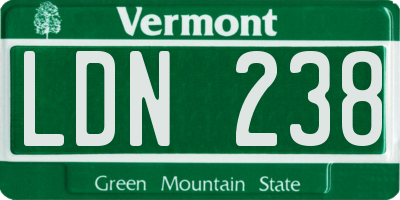 VT license plate LDN238