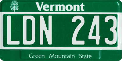 VT license plate LDN243