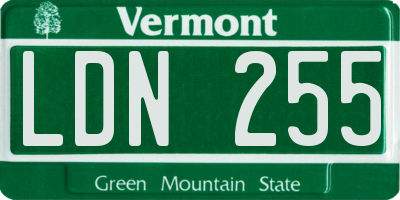 VT license plate LDN255