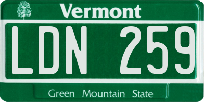 VT license plate LDN259