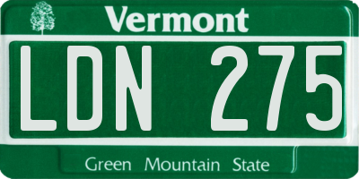 VT license plate LDN275