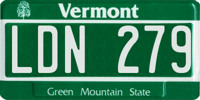 VT license plate LDN279