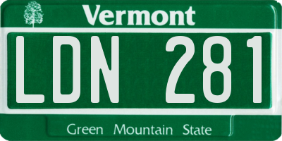 VT license plate LDN281