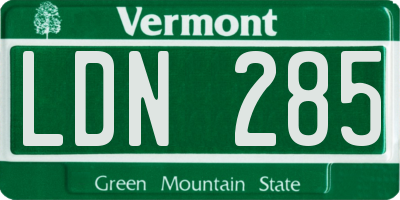 VT license plate LDN285