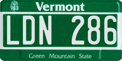VT license plate LDN286