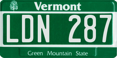 VT license plate LDN287