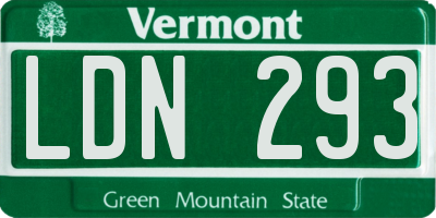VT license plate LDN293