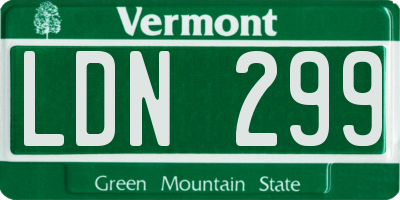 VT license plate LDN299