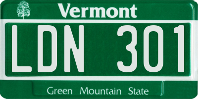 VT license plate LDN301