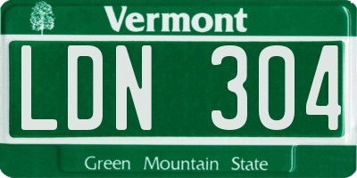 VT license plate LDN304