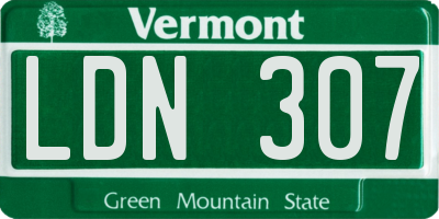 VT license plate LDN307