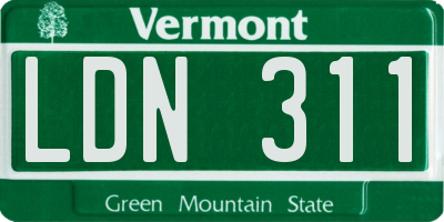 VT license plate LDN311