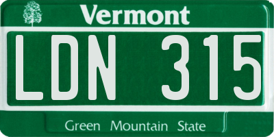 VT license plate LDN315