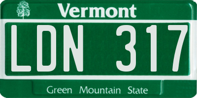 VT license plate LDN317