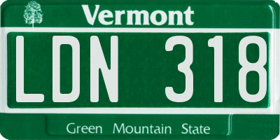 VT license plate LDN318