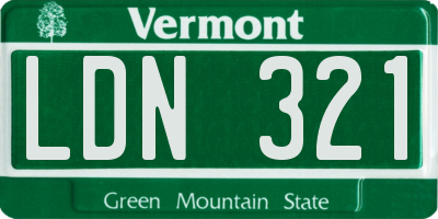 VT license plate LDN321