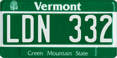 VT license plate LDN332