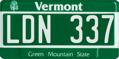 VT license plate LDN337