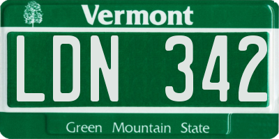 VT license plate LDN342