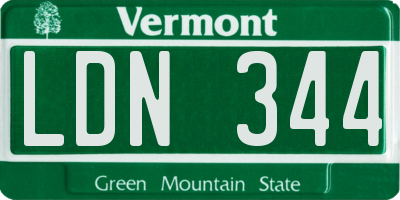 VT license plate LDN344