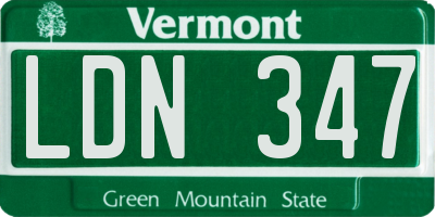VT license plate LDN347