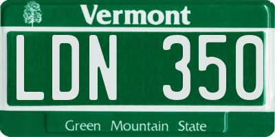 VT license plate LDN350