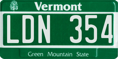 VT license plate LDN354