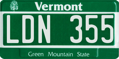 VT license plate LDN355