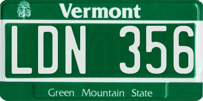 VT license plate LDN356