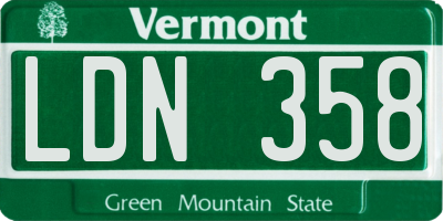 VT license plate LDN358