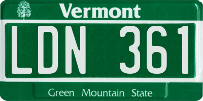 VT license plate LDN361