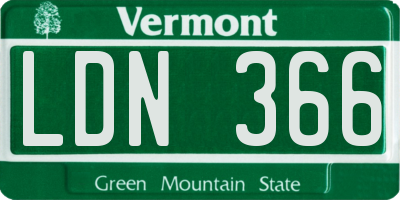VT license plate LDN366